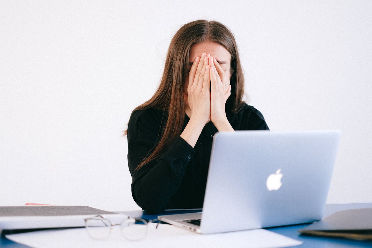 Stressed woman in office